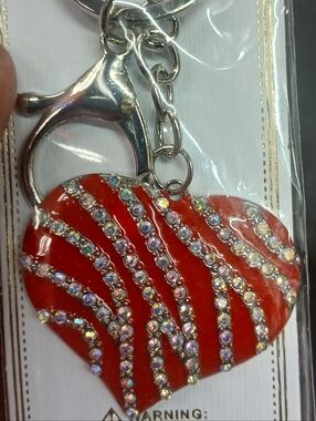 Red Heart Aurora Crystal Keychain